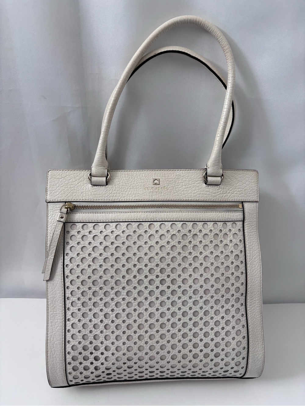 Kate Spade New York Perforated Leather Tote Bag - Off White Pebble Leather